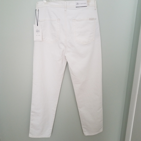 7 For All Mankind High Waisted Cropped Straight in Clean White Size 28 - Picture 10 of 13